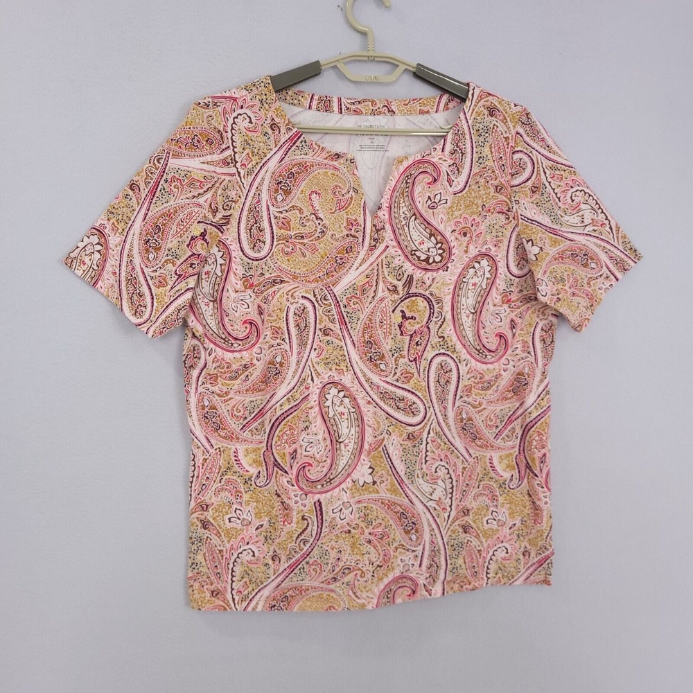 Talbots Split Neck Tee Plus Size 1x Sprinkle Pais… - image 6